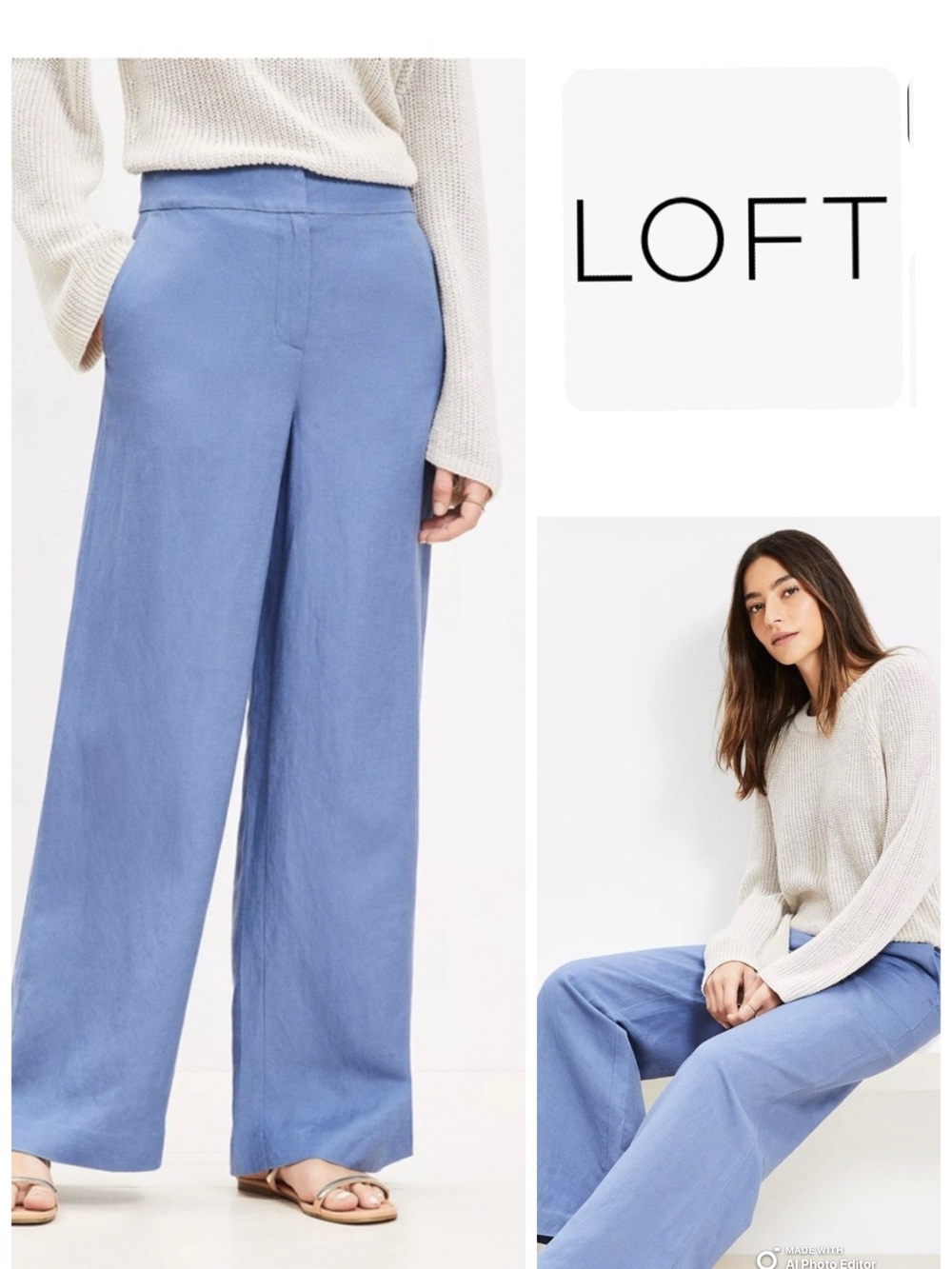 LOFT Wide Leg Pants in Periwinkle